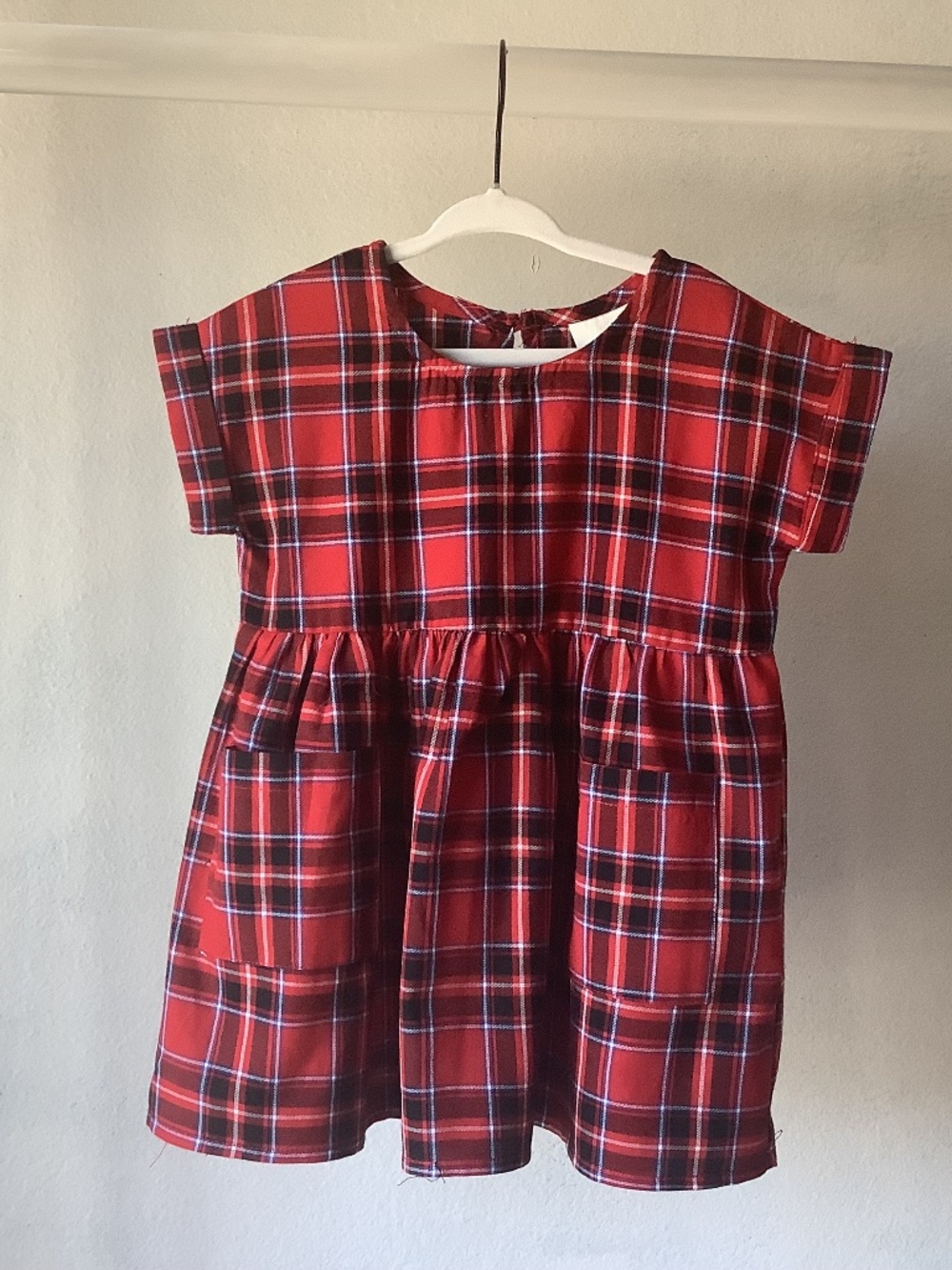 NWT Cotton: On Toddler Malia Dress Girls Size 1 Rally Red Plaid Smocked Holiday